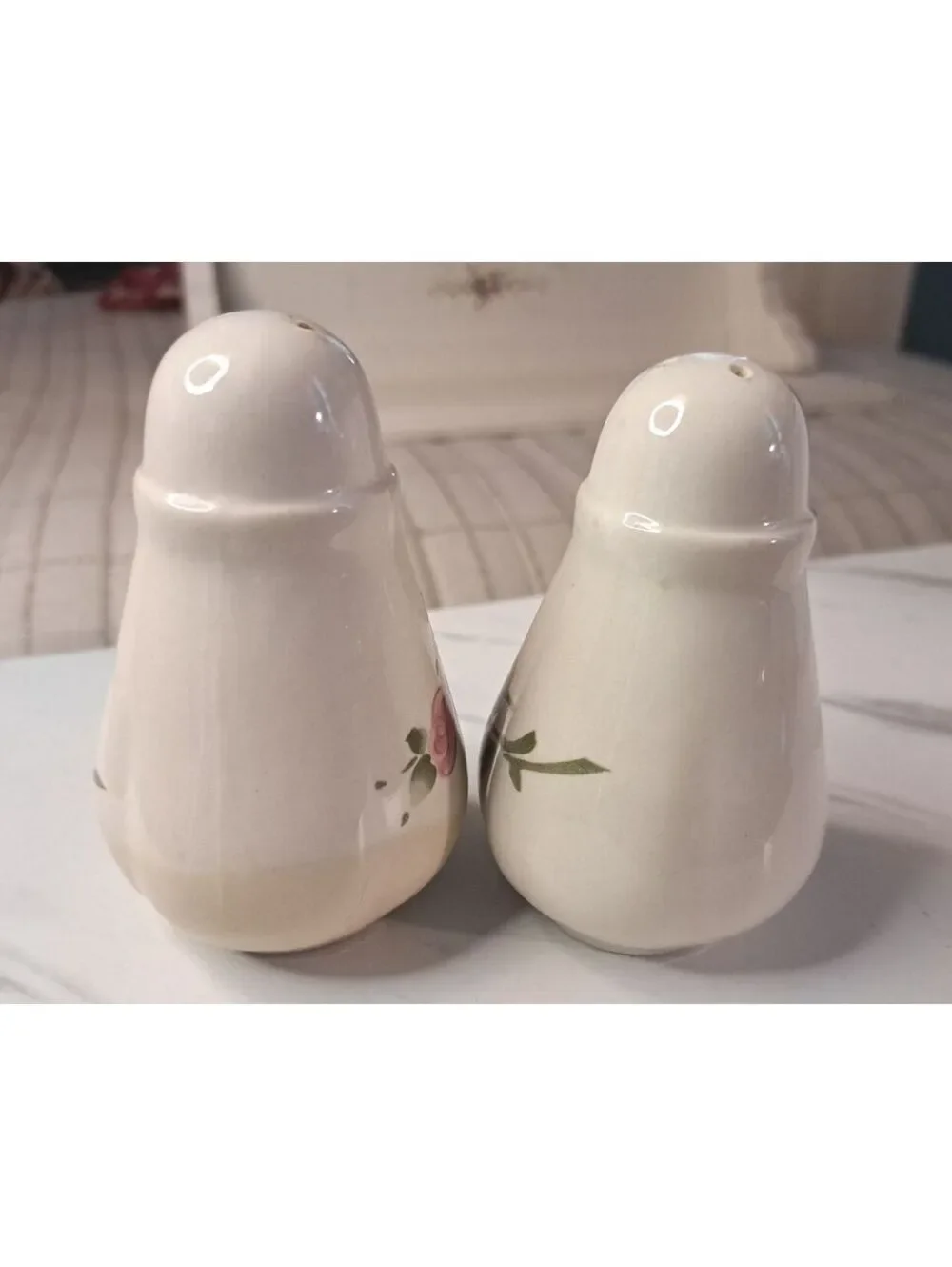 Vintage Set of Gibson Roseland Pattern Ceramic Salt and Pepper Shakers